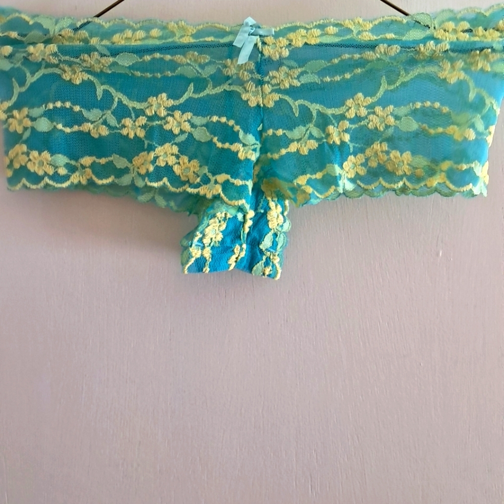 Teal and Yellow Lace Panties